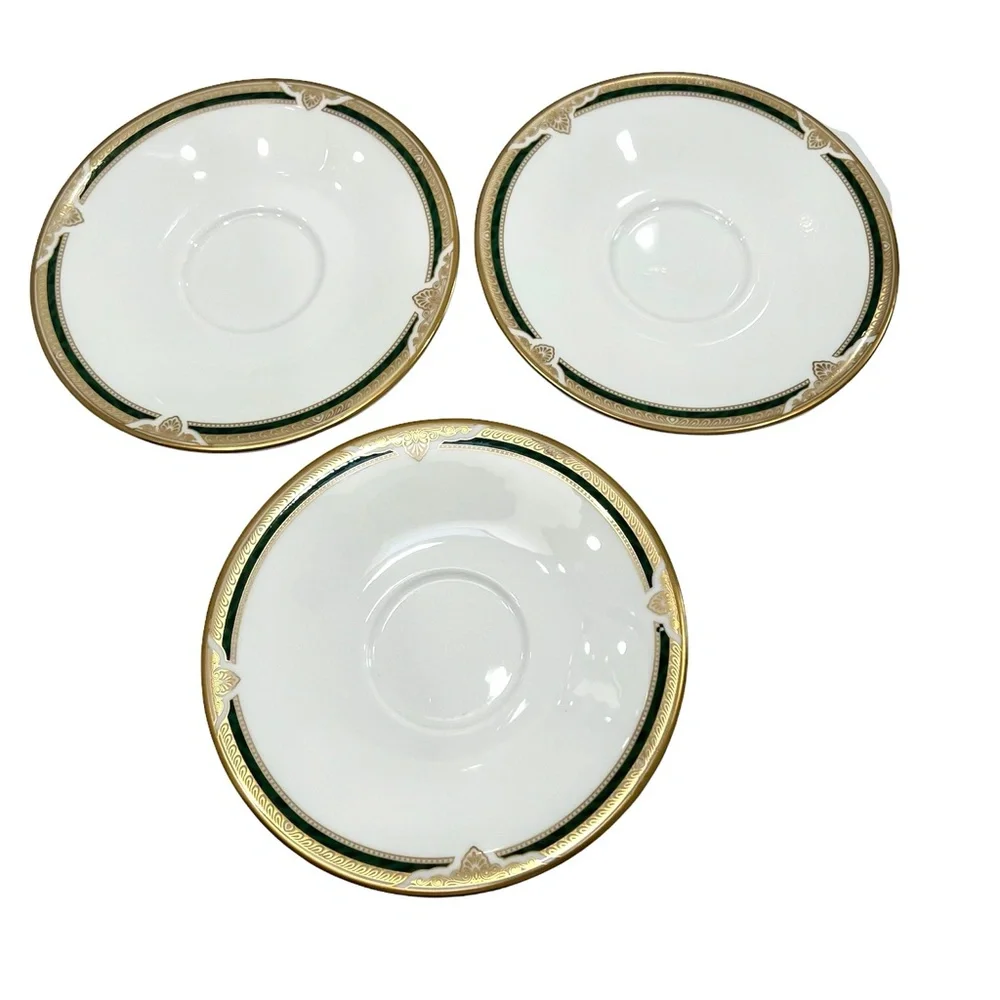 ROYAL DOULTON FORSYTH SET OF 3 FOOTED BONE CHINA CUPS & SAUCERS